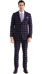 Copper Burgundy 3pc Slim Fit Notch Lapel Suit with Double Breasted Vest