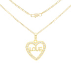 Cubic Zirconia 14K Gold Filled Heart Love Pendant Necklace Set