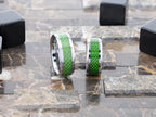 VERMONT Tungsten Wedding Band With Emerald Green Carbon Fiber Inlay - 8mm
