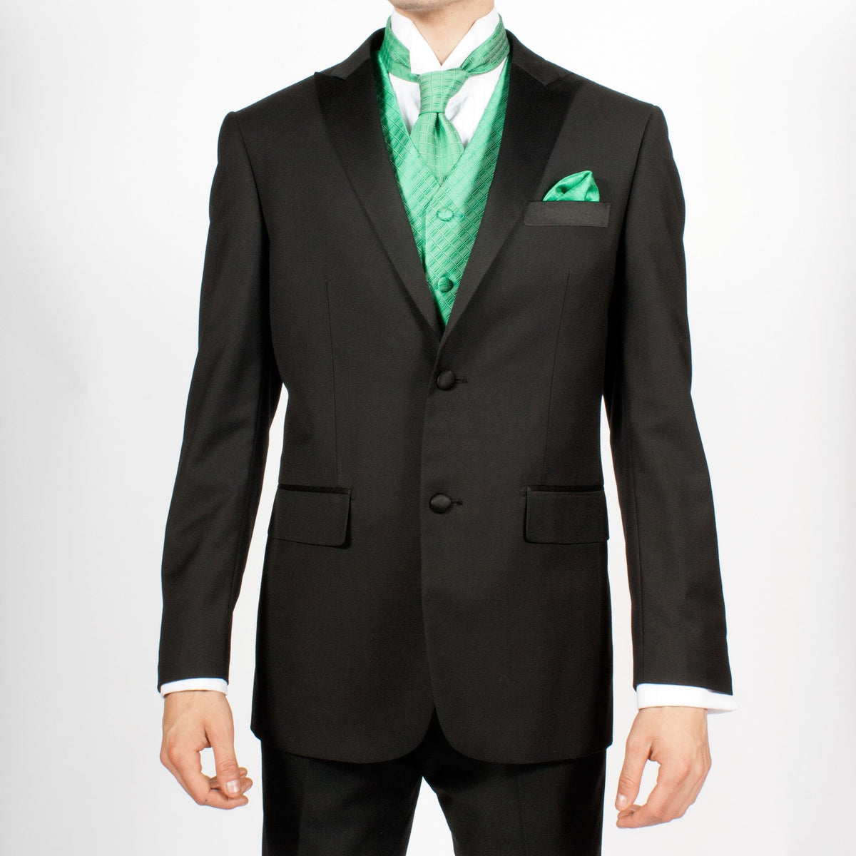 Ferrecci Mens PV300 - Emerald Green with Black Back Adjustable Diamond Vest Set