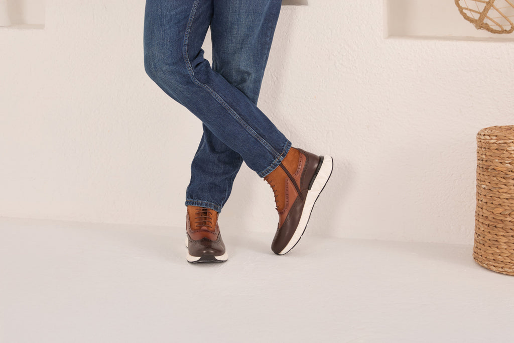The Regent Brown Leather Wingtip Brogue Men Casual Boot
