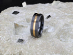 VIVALDI Black Ceramic Wedding Band With Yellow Gold Groove - 4mm - 8mm