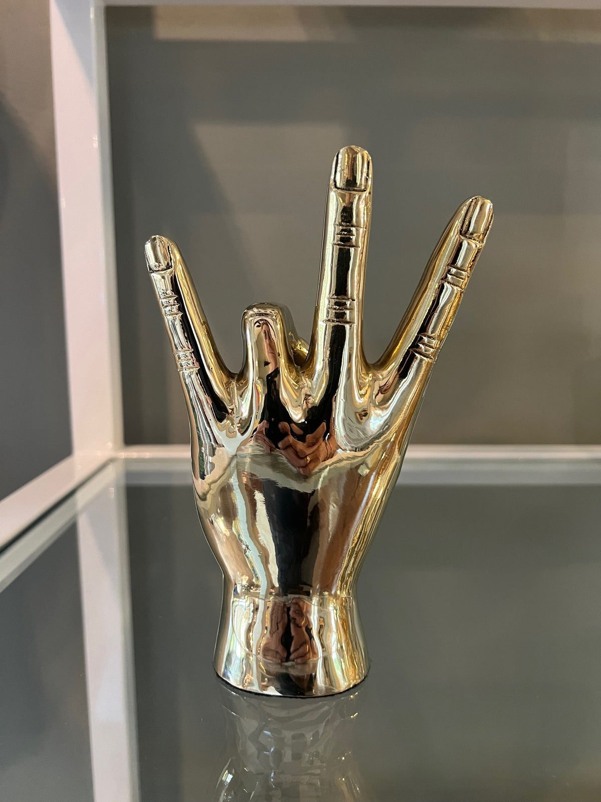 V. O. L. Hand Sign Sculpture in Brass
