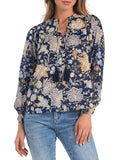 Elan Printed Cotton Peasant Top
