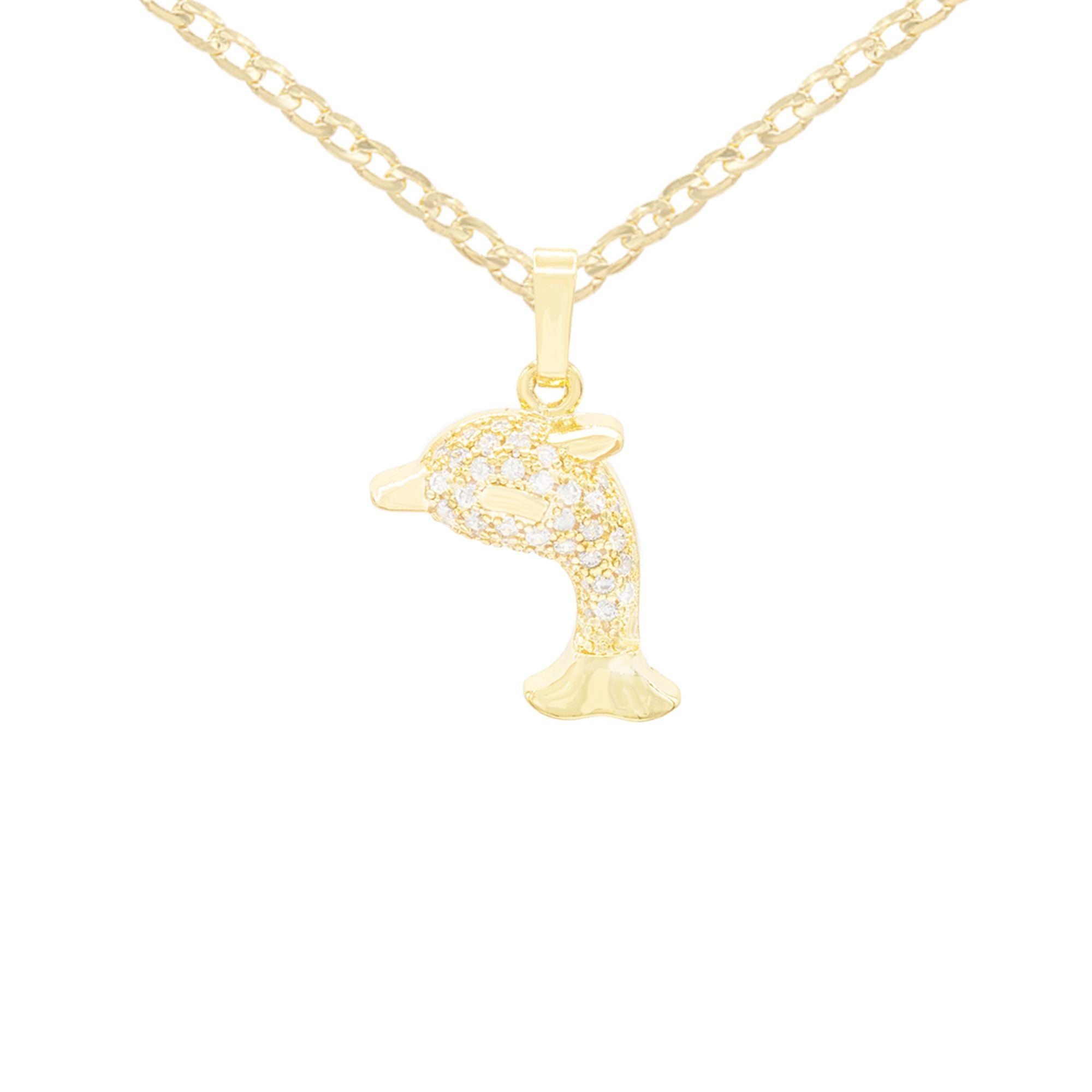 Whale Cubic Zirconia Pendant With 14K Gold Filled Necklace Set