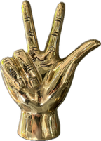 “W” or “VU” Hand Sign Sculpture in Brass