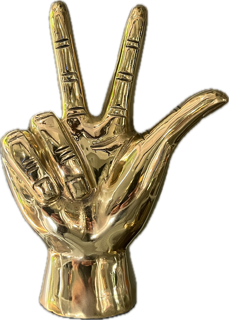 “W” or “VU” Hand Sign Sculpture in Brass