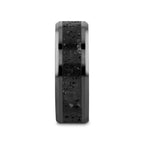 VESUVIUS Men’s Polished Black Ceramic Wedding Band with Black & Gray Lava Rock Stone Inlay & Polished Beveled Edges - 6mm & 8mm