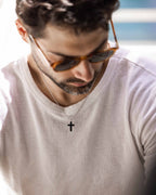 Stone Cross Pendant - Sterling Silver Set