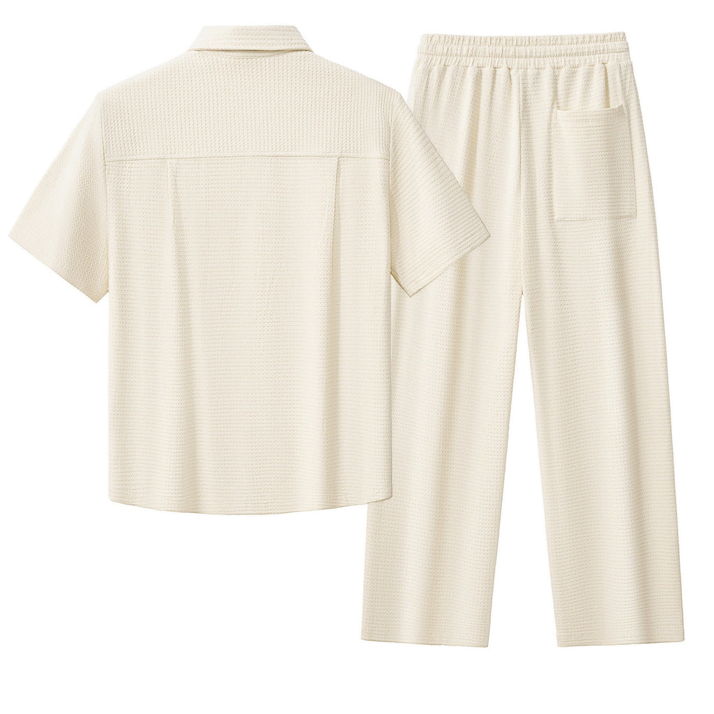 Vista Set – Waffle Textured Shirt & Pant TAUPE