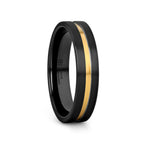 VIVALDI Black Ceramic Wedding Band With Yellow Gold Groove - 4mm - 8mm