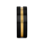 VIVALDI Black Ceramic Wedding Band With Yellow Gold Groove - 4mm - 8mm
