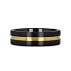 VIVALDI Black Ceramic Wedding Band With Yellow Gold Groove - 4mm - 8mm