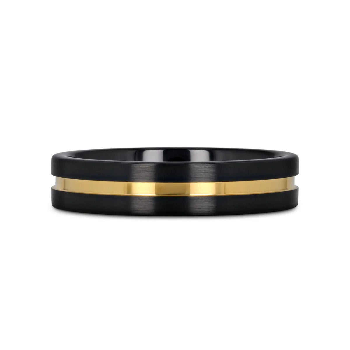 VIVALDI Black Ceramic Wedding Band With Yellow Gold Groove - 4mm - 8mm
