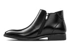 TOTO - W0370 - 2.6 Inches Taller (Black) - Soft Supple Genuine Leather Mid-Top Ankle Zipper Boot