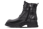 TOTO - W0661 - 3.2 Inches Taller (Black) - Chunky Sole Biker Style High Top Zipper Boot