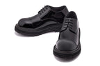 TOTO - W0983 - 3.3 Inches Taller (Black Patent Leather) - Low Top Chunky Sole Cap-Toe Casual Derbies