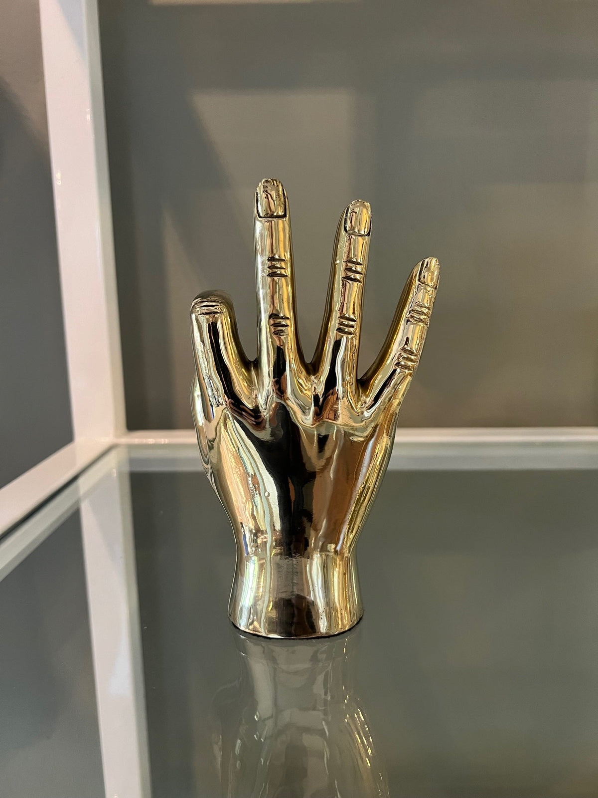 W. C. or Wildcat Hand Sign Sculpture in Brass