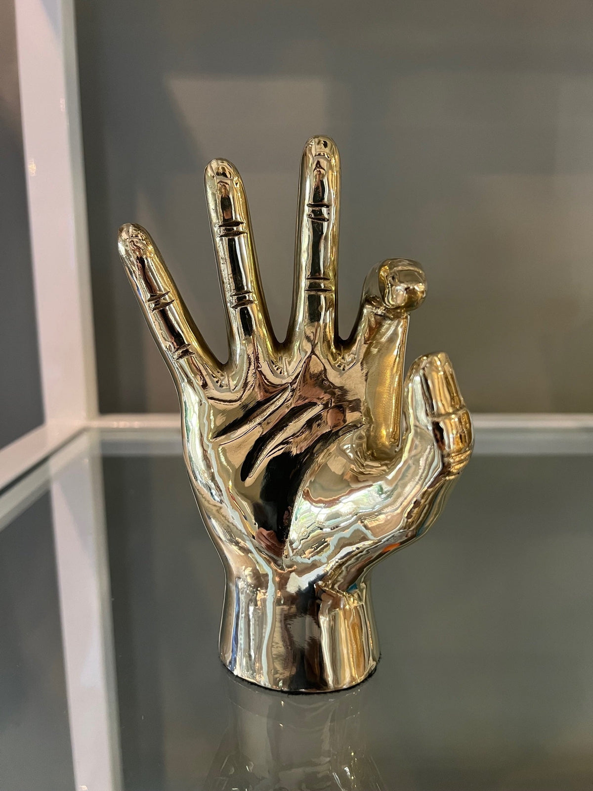 W. C. or Wildcat Hand Sign Sculpture in Brass
