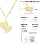 Cubic Zirconia 14K Gold Filled Double Hearts Pendant Necklace Set
