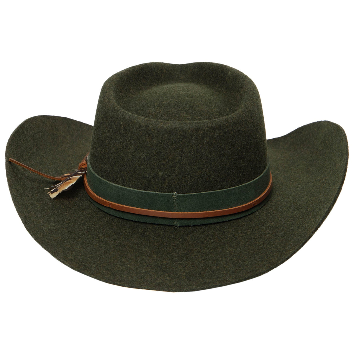 Wool Cowboy Hat with Pinch Crown and Feather by FRYE