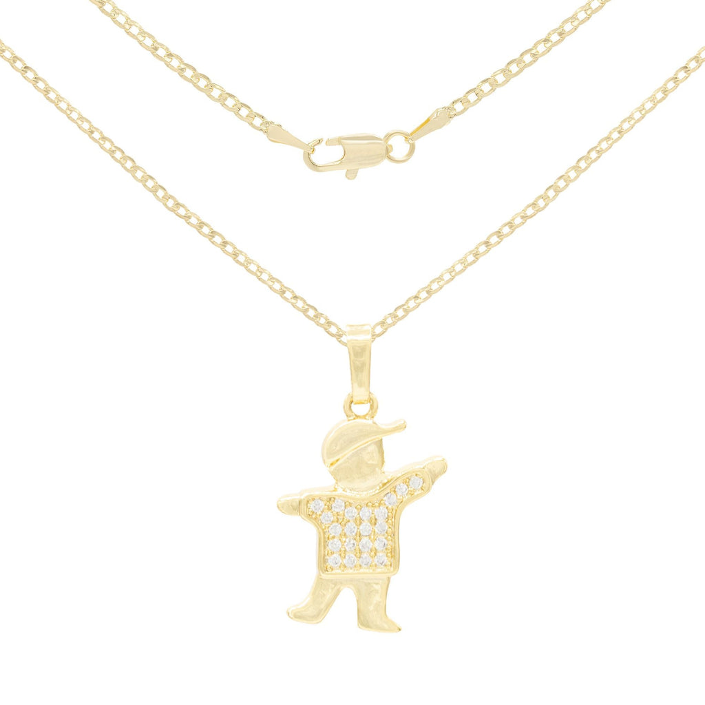 Smart Boy Cubic Zirconia Pendant With Necklace Set 14K Gold Filled