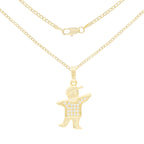 Smart Boy Cubic Zirconia Pendant With Necklace Set 14K Gold Filled