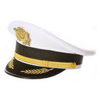Captain Hat for Men & Women – White Yacht, Boat & Pilot Cap with Eagle Crest | Ferrecci