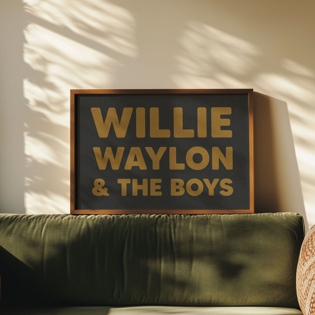 Willie, Waylon, & The Boys Typography Art Print