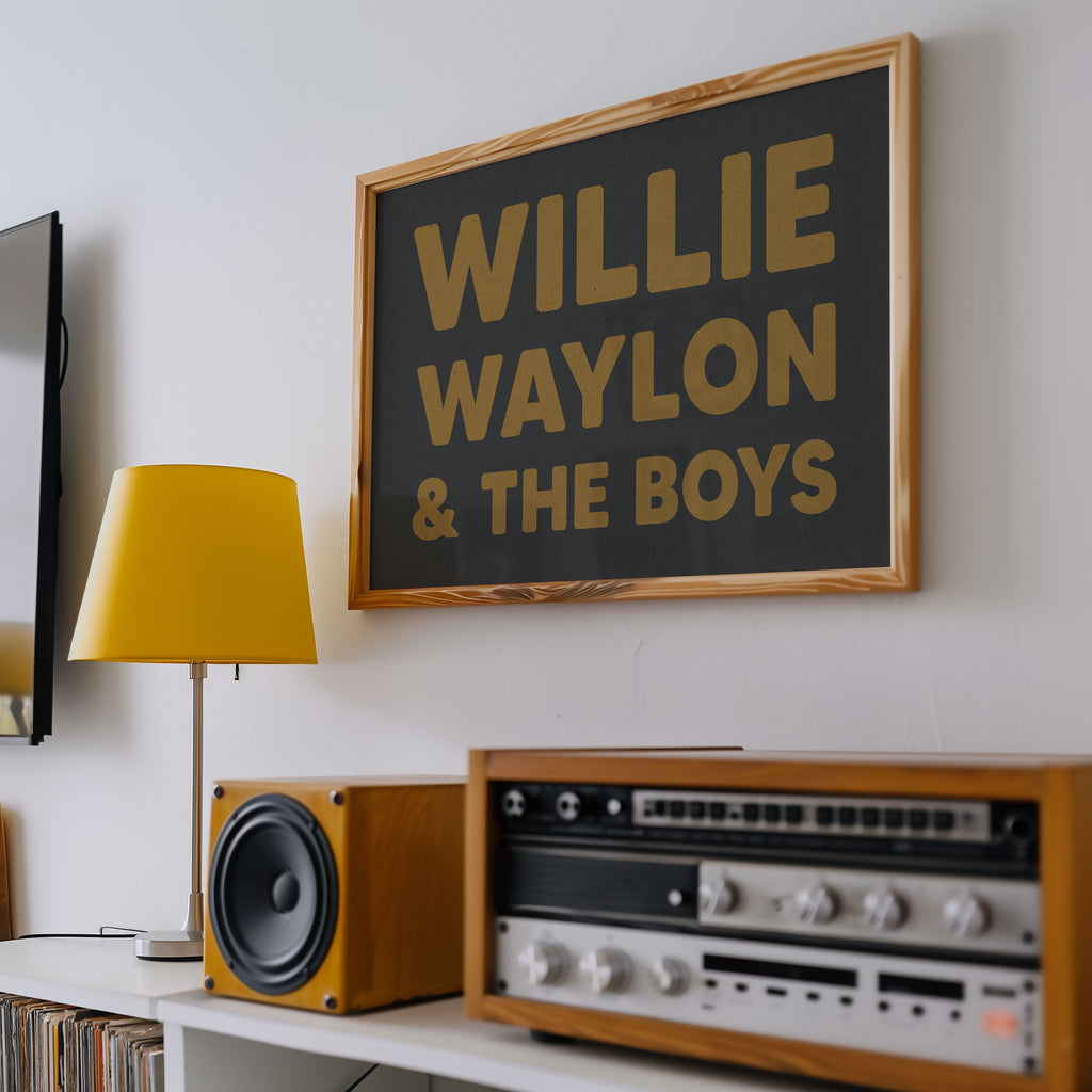 Willie, Waylon, & The Boys Typography Art Print