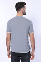 Grey Patterned Tricot Knitted T-Shirt - Wessi