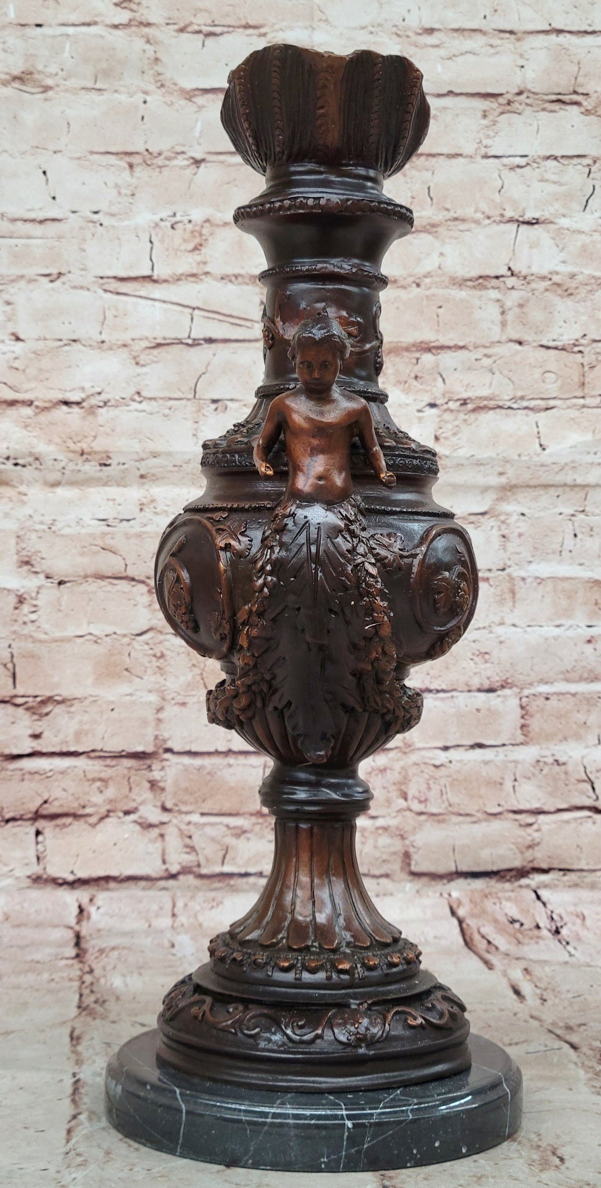 Bronze Dragon Urn Sculpture with Gate Keeper Signed and Number by Falconet Statue