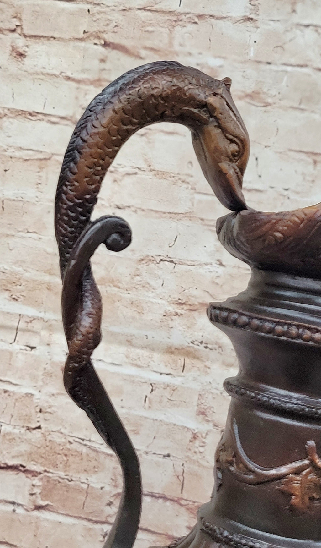 Bronze Dragon Urn Sculpture with Gate Keeper Signed and Number by Falconet Statue
