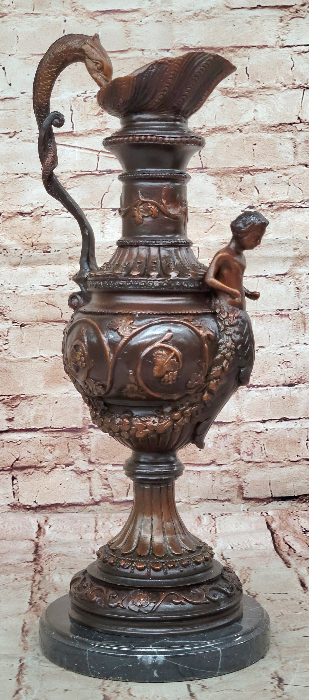 Bronze Dragon Urn Sculpture with Gate Keeper Signed and Number by Falconet Statue