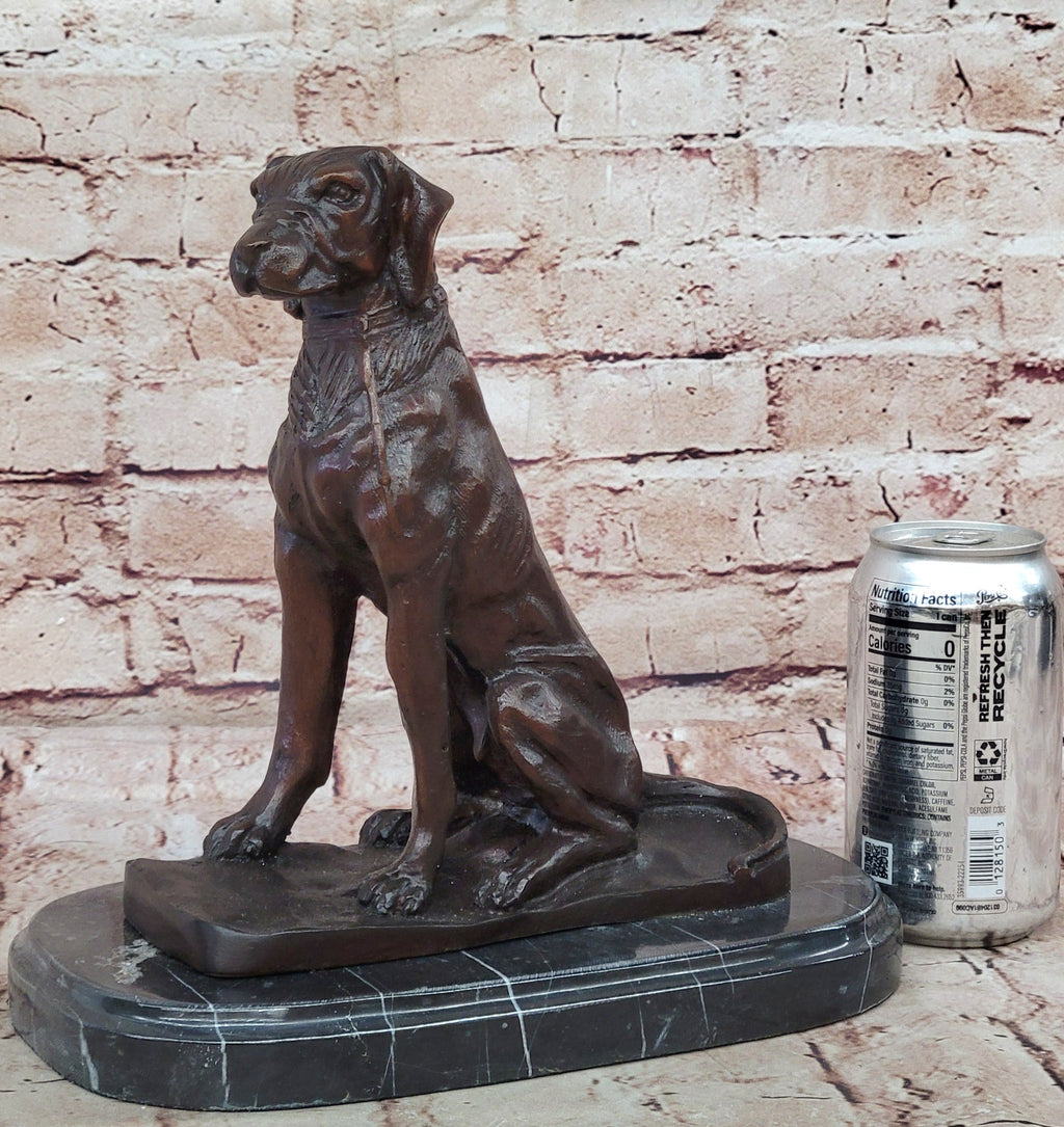 Bronze Dog Sculpture – Noble Canine Guardian Statue on Marble Base