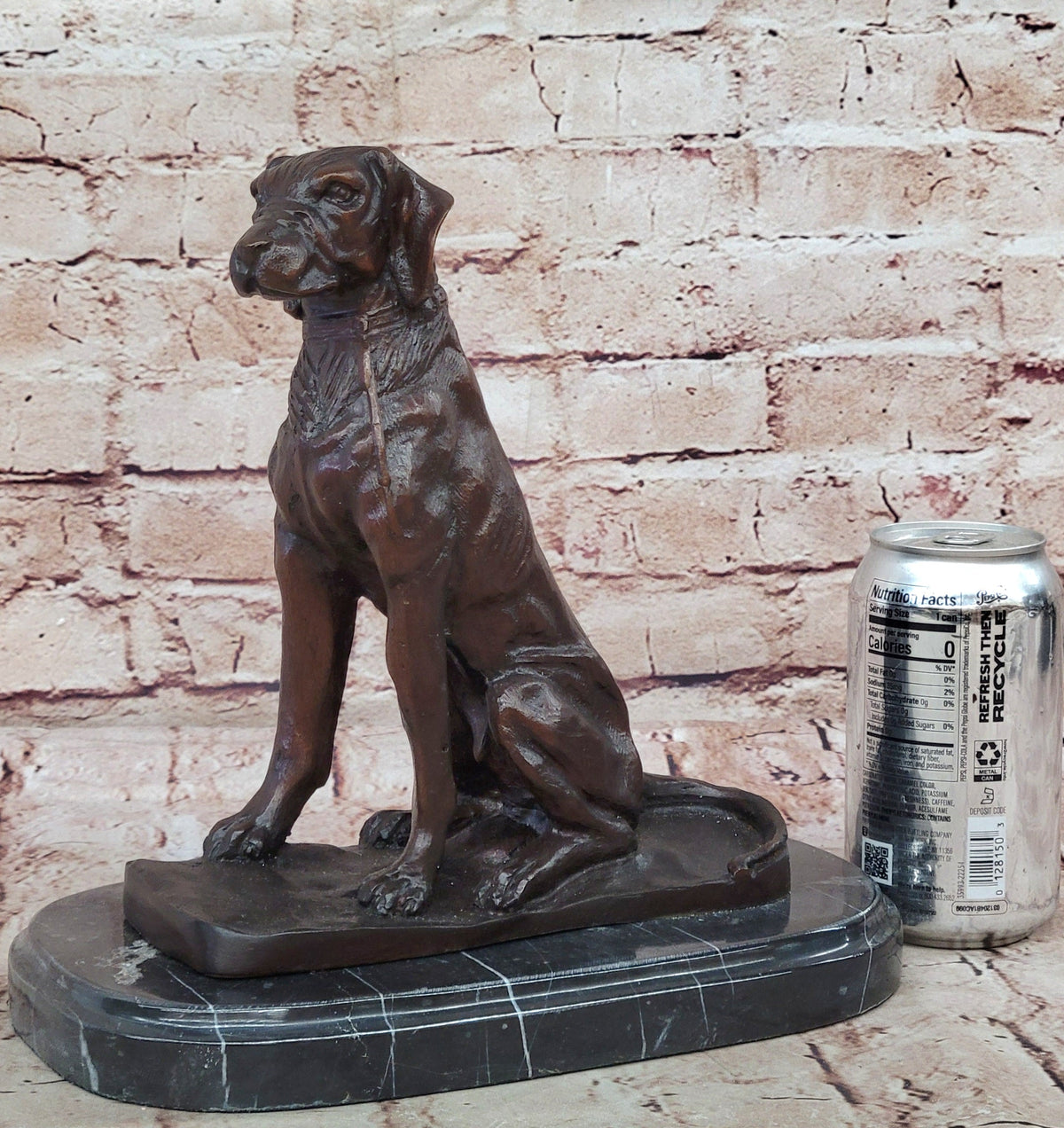 Bronze Dog Sculpture – Noble Canine Guardian Statue on Marble Base