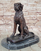 Bronze Dog Sculpture – Noble Canine Guardian Statue on Marble Base