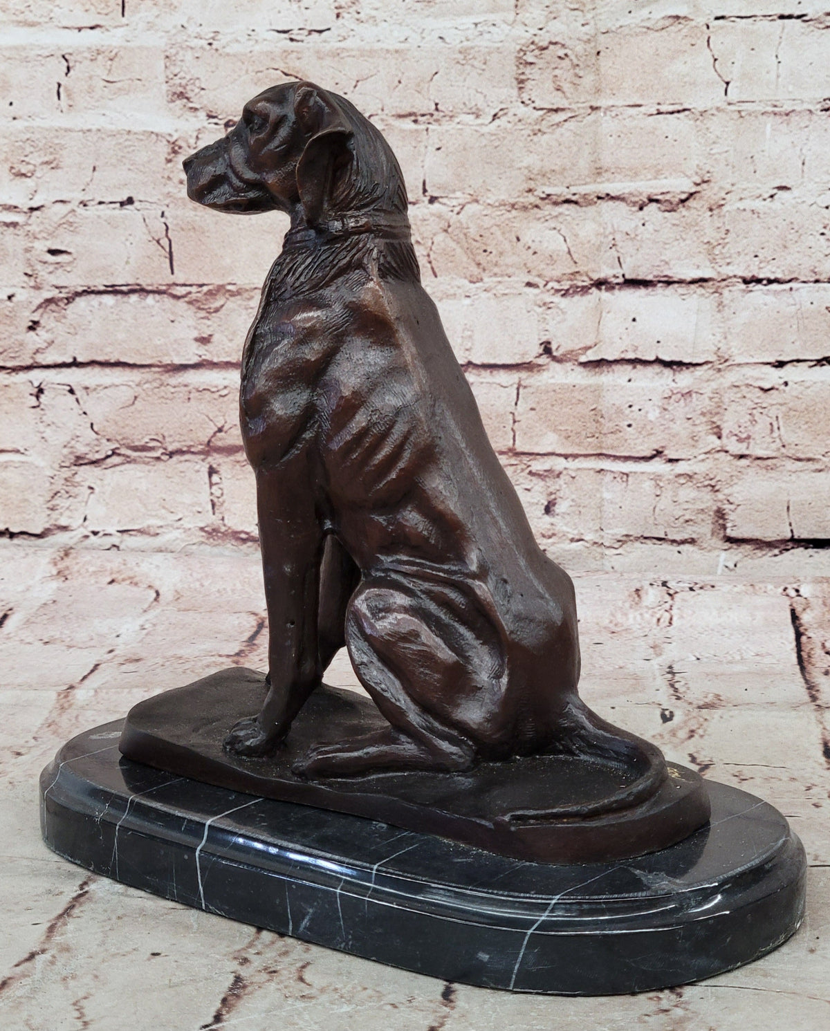 Bronze Dog Sculpture – Noble Canine Guardian Statue on Marble Base