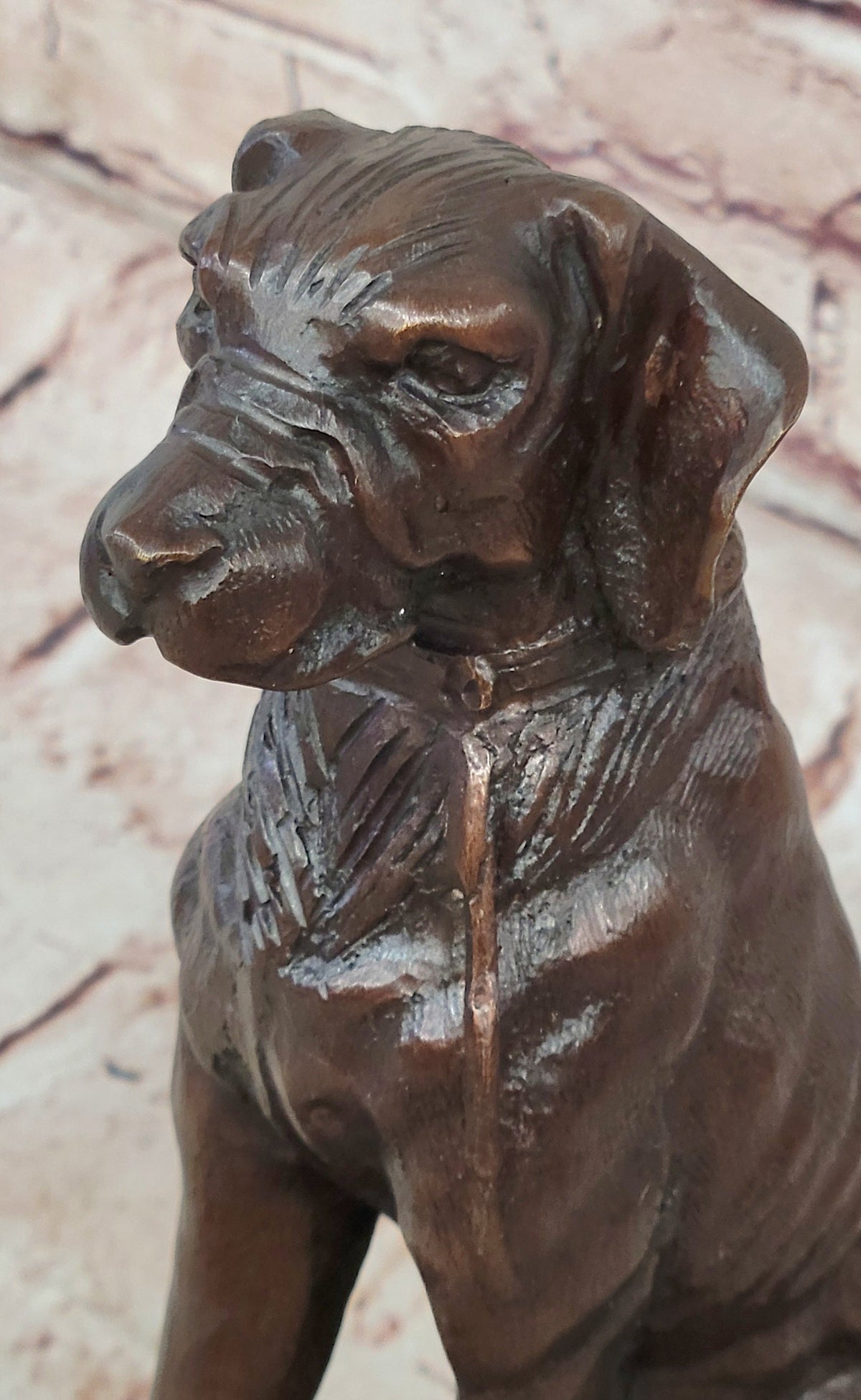 Bronze Dog Sculpture – Noble Canine Guardian Statue on Marble Base