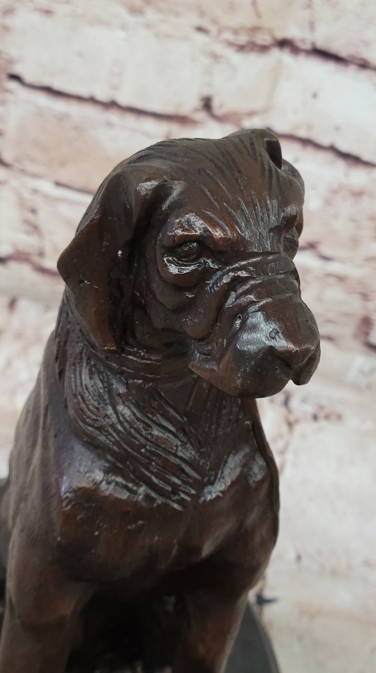 Bronze Dog Sculpture – Noble Canine Guardian Statue on Marble Base