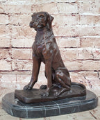 Bronze Dog Sculpture – Noble Canine Guardian Statue on Marble Base