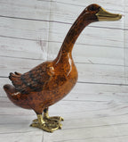 Austrian Vienna Bronze Garden Duck Highly Detailed Colors Statue 15" x 17"