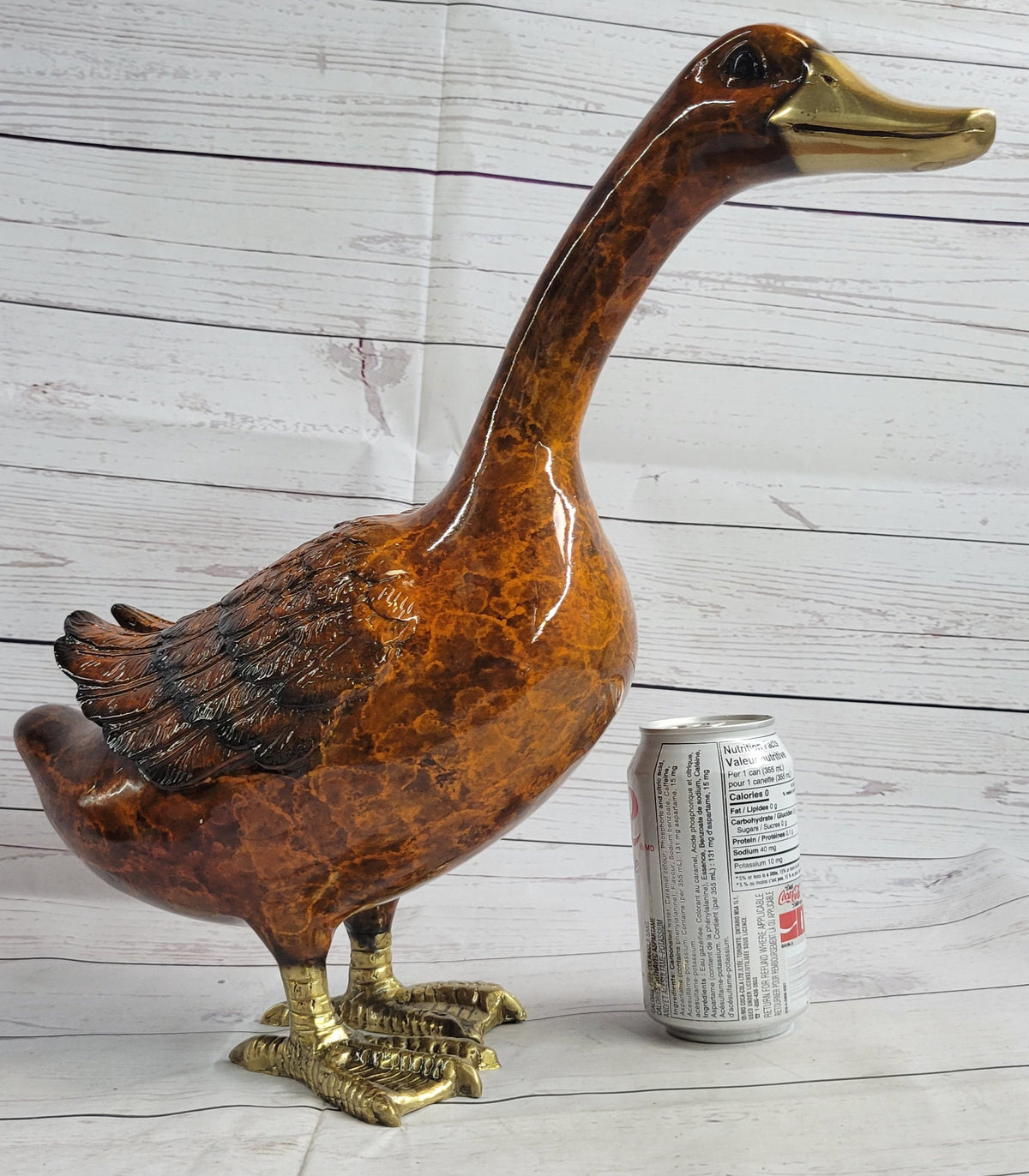 Austrian Vienna Bronze Garden Duck Highly Detailed Colors Statue 15" x 17"