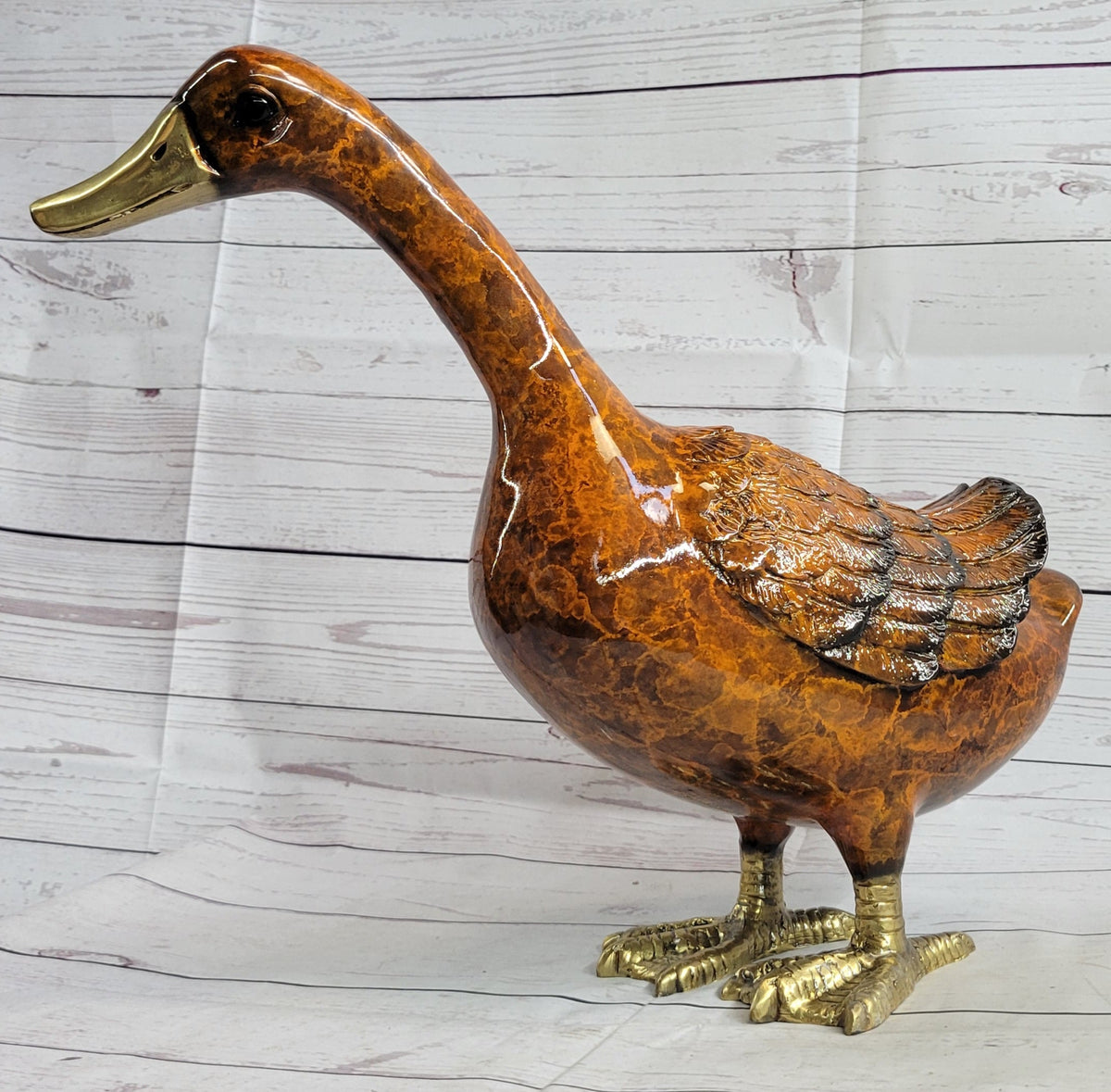 Austrian Vienna Bronze Garden Duck Highly Detailed Colors Statue 15" x 17"