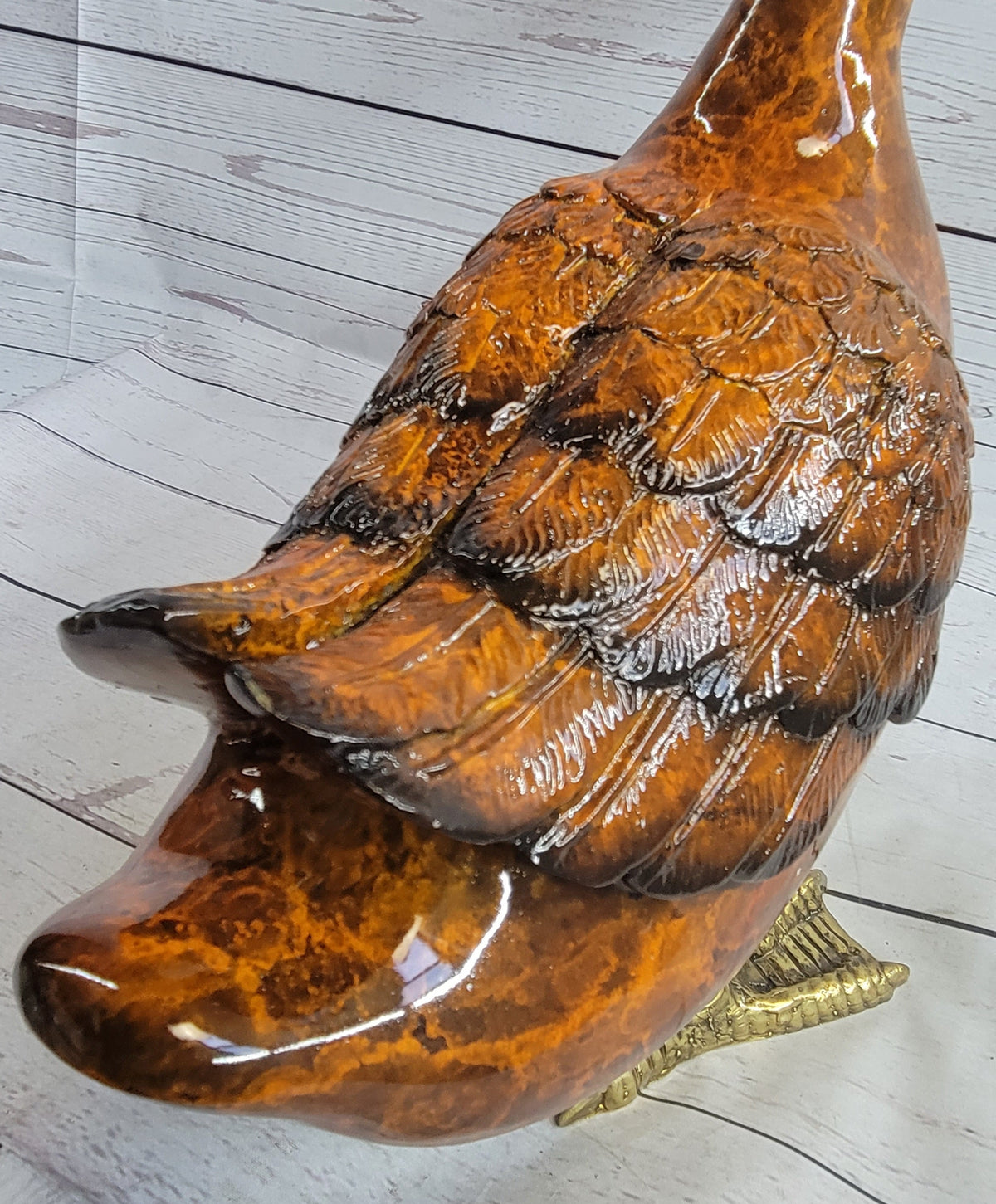 Austrian Vienna Bronze Garden Duck Highly Detailed Colors Statue 15" x 17"
