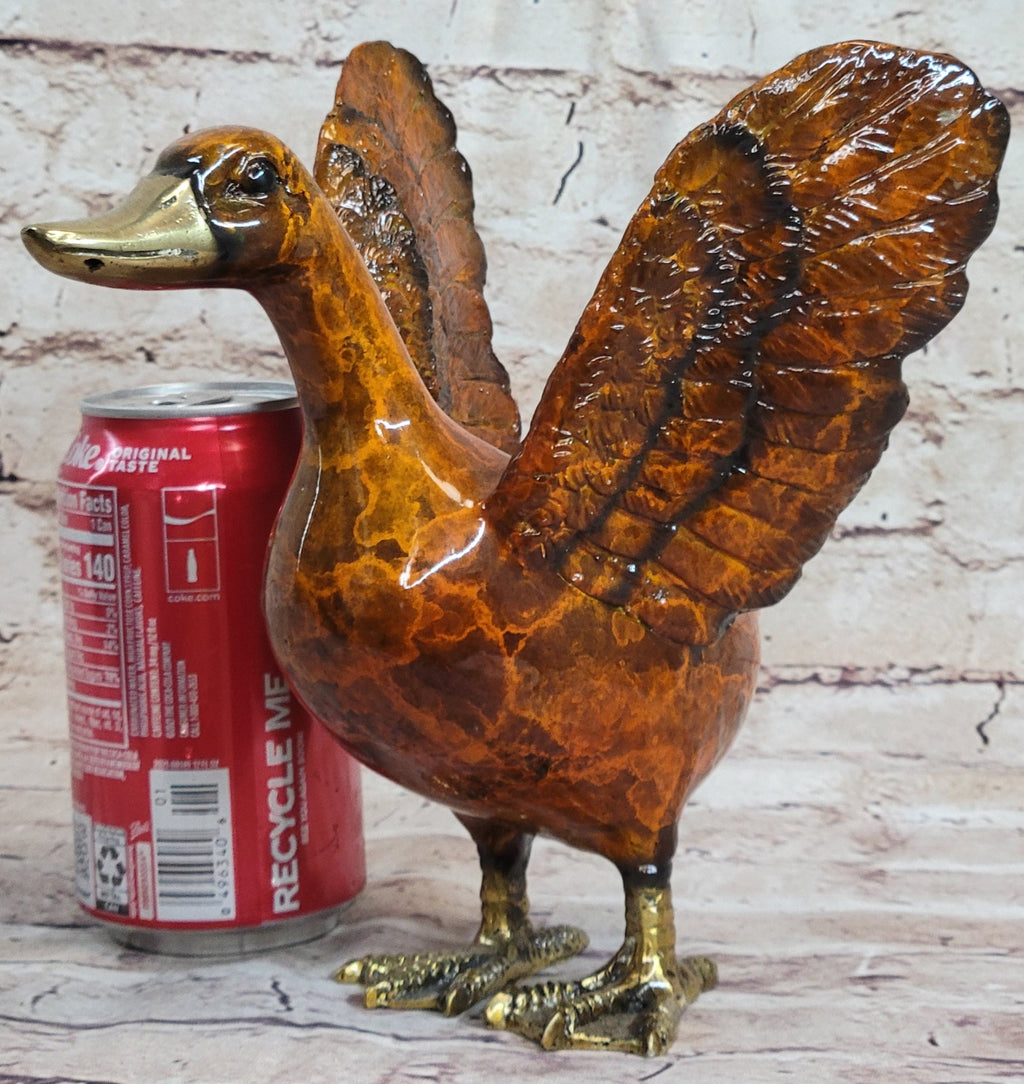 Colorful Bronze Metal Sculpture of Duck Flapping Wings Art Figure Signed J. Moigniez