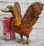 Colorful Bronze Metal Sculpture of Duck Flapping Wings Art Figure Signed J. Moigniez