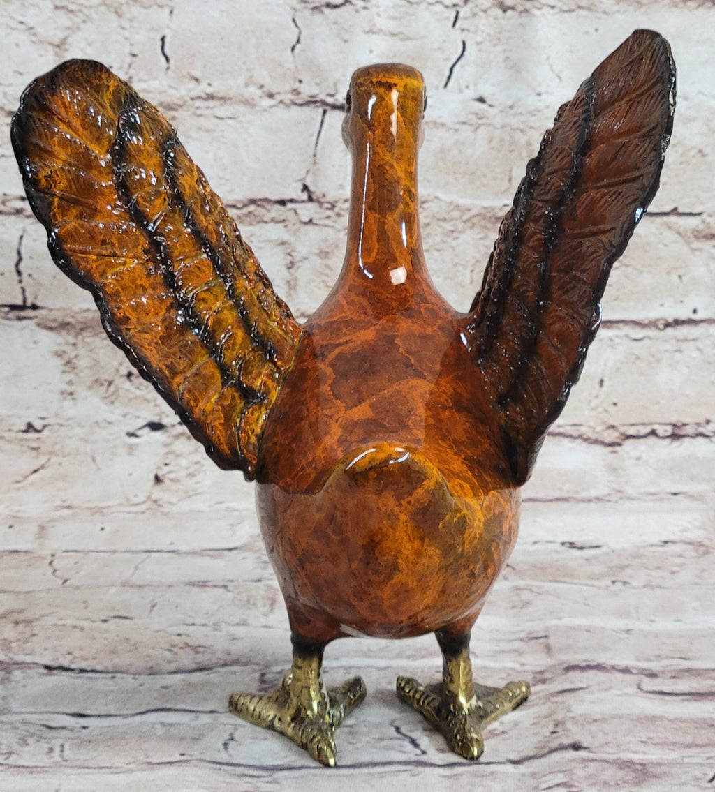 Colorful Bronze Metal Sculpture of Duck Flapping Wings Art Figure Signed J. Moigniez