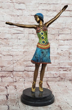 Colorful Art Deco Dancer Bronze Sculpture on Marble Base