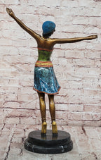 Colorful Art Deco Dancer Bronze Sculpture on Marble Base